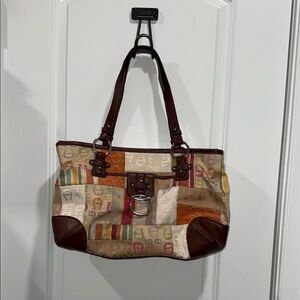 Etienne Aigner Brown Shoulder Bag with Patchwork Design